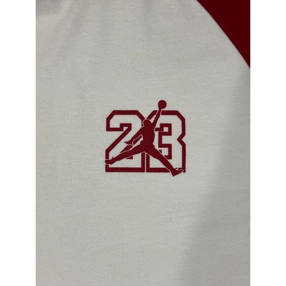 MICHAEL JORDAN Mens No 23 CHICAGO BULLS Size XL Baseball T-Shirt Red White logo - Picture 7 of 8